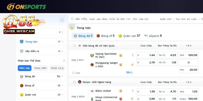 Trải Nghiệm Cá Cược Trực Tuyến Tuyệt Vời tại ON Sport